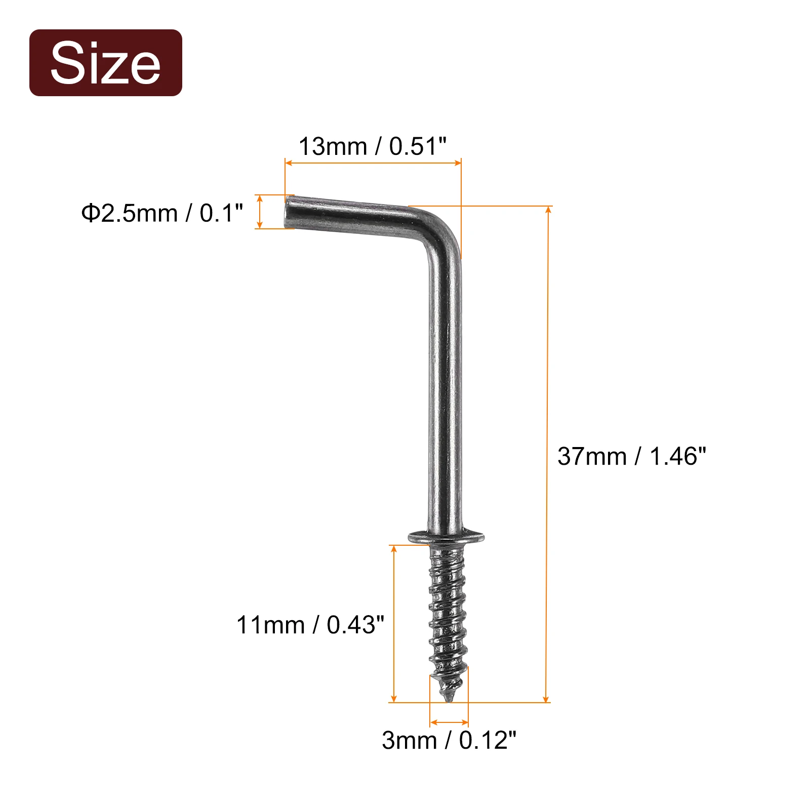 Uxcell 40-150Pc L Shape Hooks Right Angle Hooks Carbon Steel Small Screw in Hooks Right Angle Hook for Hanging Silver/Gold/Black