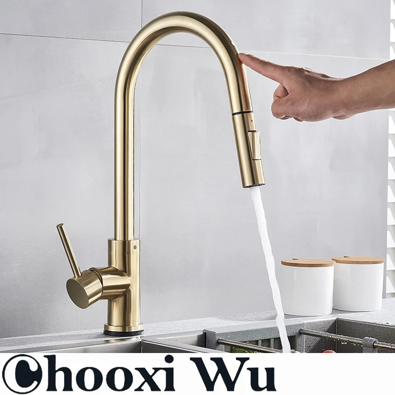 Touch-Activated Pull-Out Kitchen Faucet for Vegetable Sink