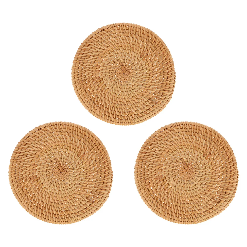 3 قطعة الروطان المنسوجة تحديد الموقع مكافحة تحرق الجدول حصيرة العزل الحراري مطعم المنزل استخدام آمن لا نتوءات المدمجة تكويم #5