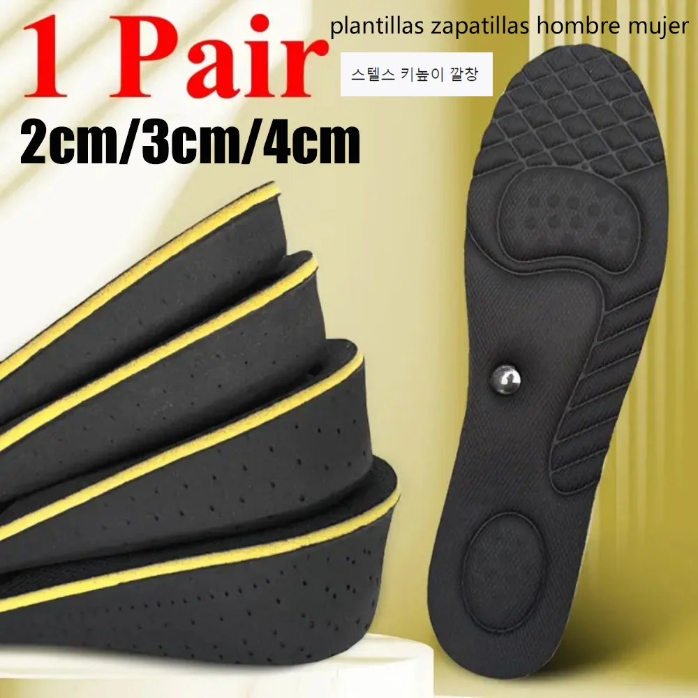 

Ultralight Invisible Height Increase Insoles For Men Women Magnet Massage Shoe Heel Insert 3/4/5cm Taller Lift Damping Insoles