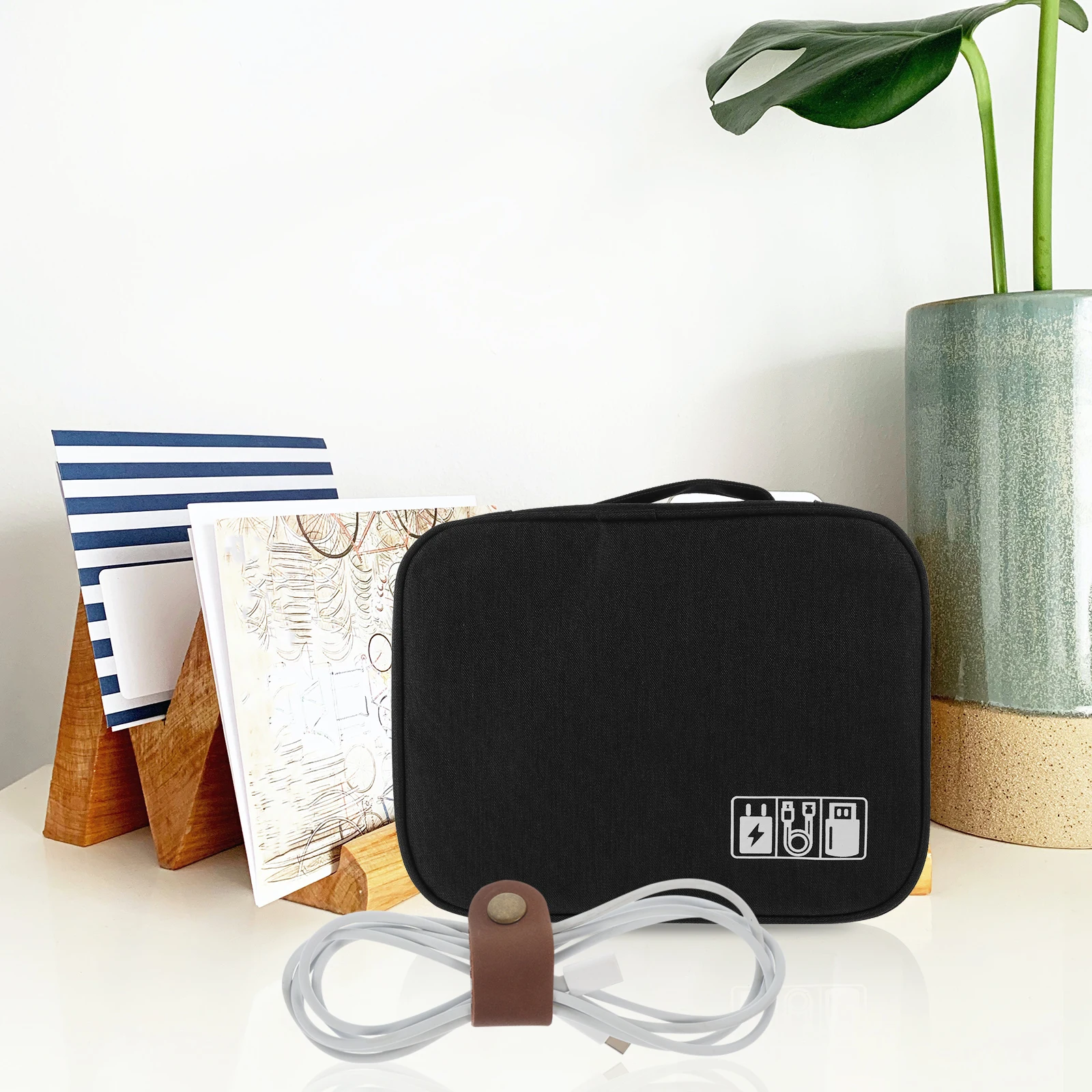 

5Pcs Cord Organizer Cable Wraps Durable Cowhide Strap Portable USB Earphone Wire Cable Management Cord Organizer