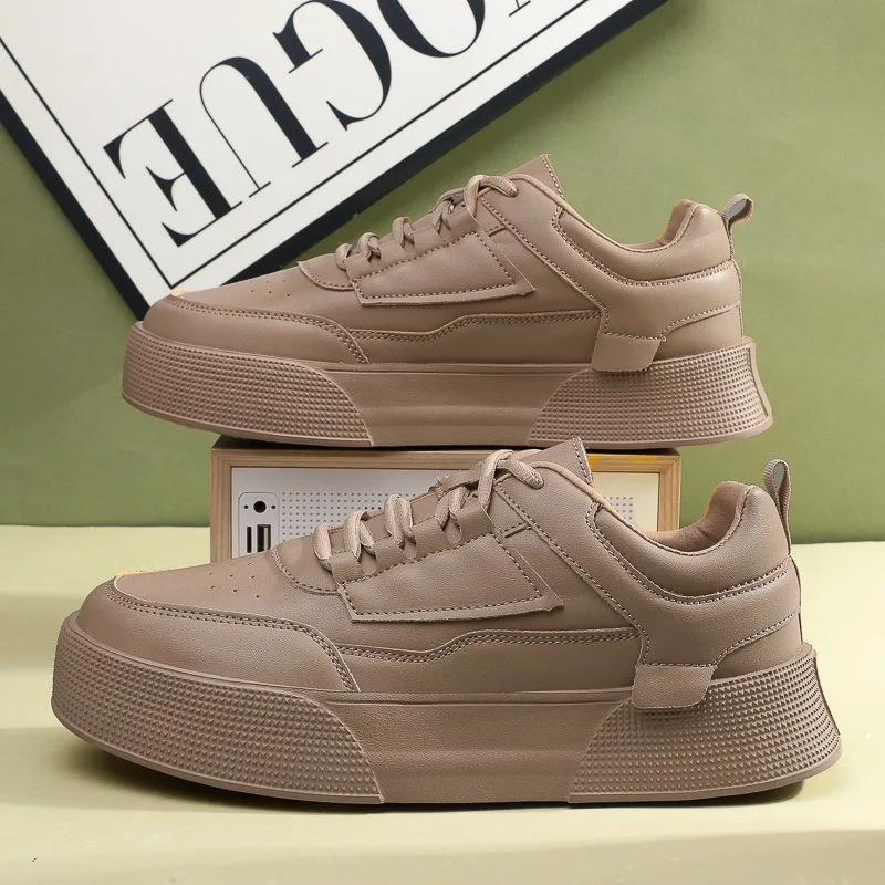 Мужские кроссовки, модная кожаная повседневная обувь, молодежная студенческая обувь для скейтборда, вулканизированная обувь на платформе для мужчин, роскошные теннисные туфли