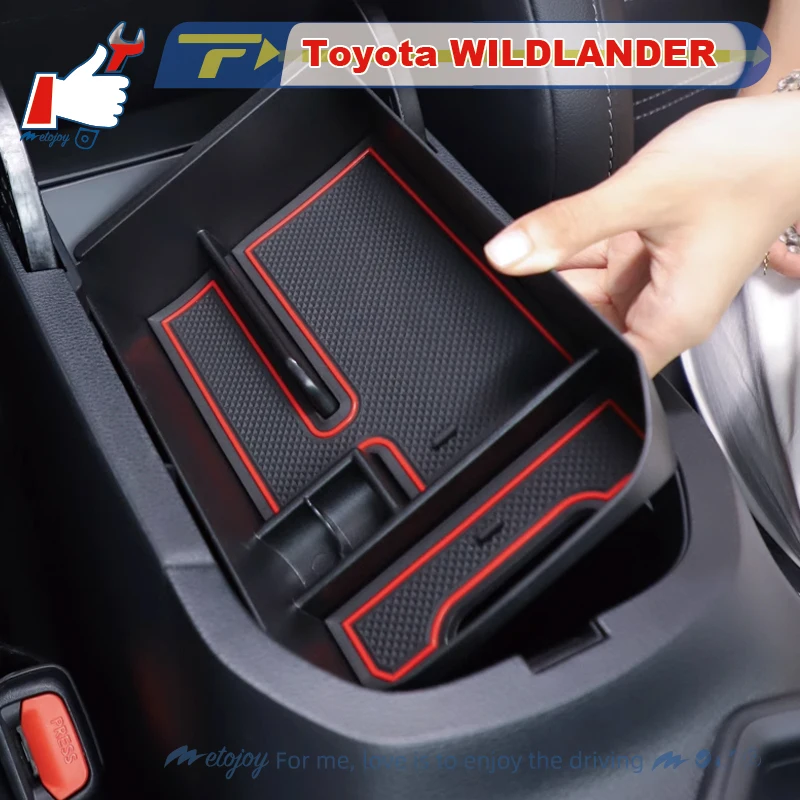 

METOJOY For Toyota WILDLANDER 2020-2024 ABS Armrest Storage Box Storage Case Behind Screen Center Console Storage Box