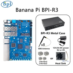 Banana Pi BPI-R3 With Iron Case Power MediaTek MT7986 Quad Core 2G DDR RAM 8G eMMC flash Support Wi-Fi 6 2.4G Router Board