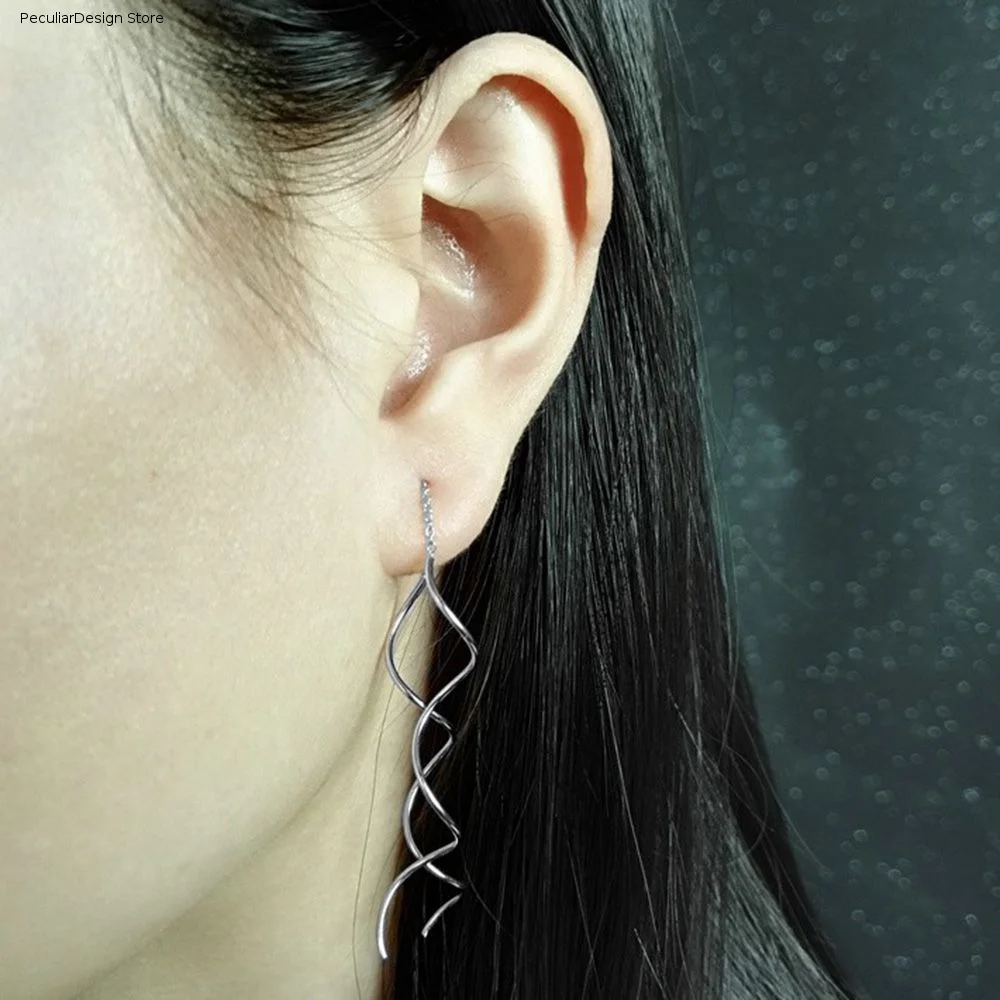 Retro Unique Tassel Statement Twisted Long Line Ear Line Drop Earrings Jewelry Ear Studs