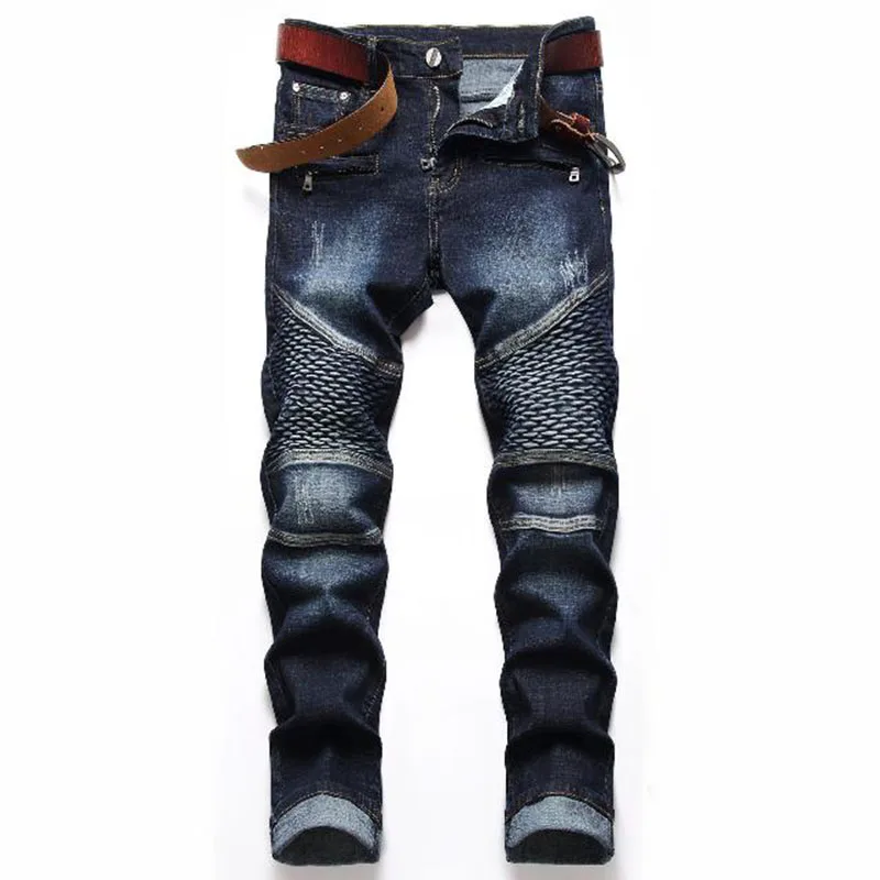 

Men Jeans Straight Zipper Biker Jeans 2022 Pants Autumn Streetwear Male Desiger Washed Denim Pants Motorcycle Retro Trousers