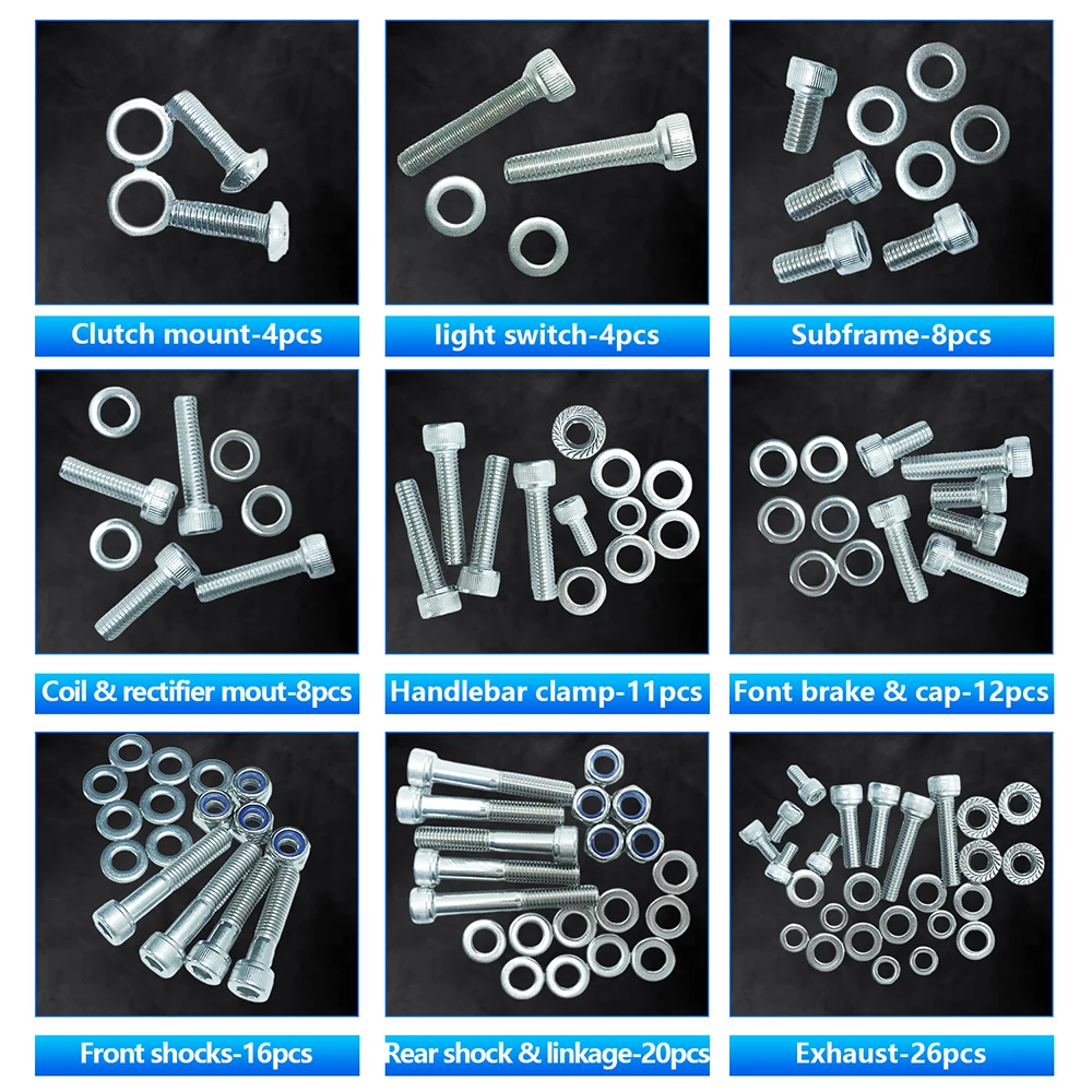 For Honda Sportrax 400 TRX400EX 1999-2000 2001 2002 2003 2004 2005 2006 2007 2008 Stainless Steel Engine Bolt Screw Nuts Kit