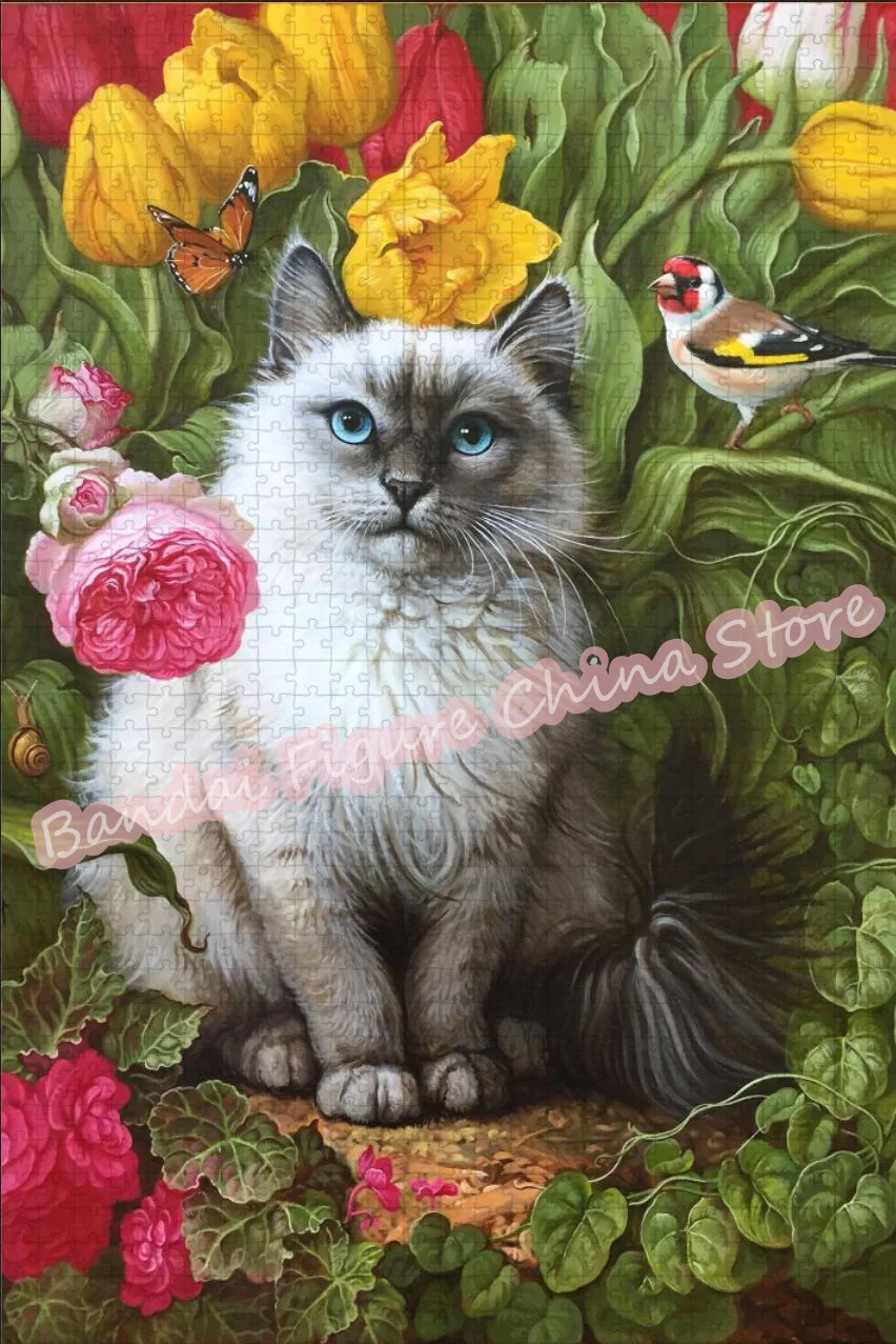 Cat Pet Animals Wooden Puzzle 300/500/1000 Pieces Educational Games Children Entertainment Jigsaw Puzzle Christmas Gifts Toys