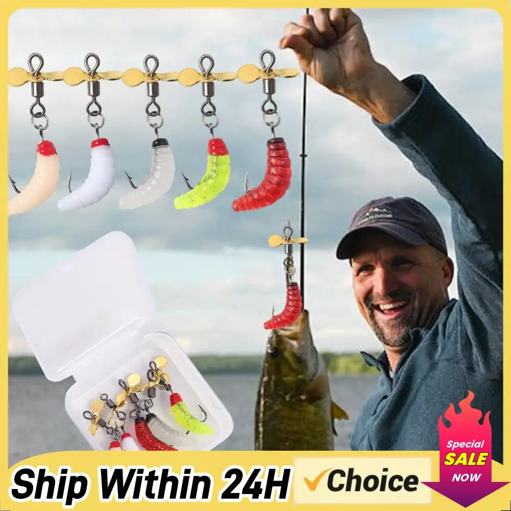 10Pcs/Box Propeller Worm Fishing Lure Spinning Bait Silicone Artificial Bait for Trout Perch Bass