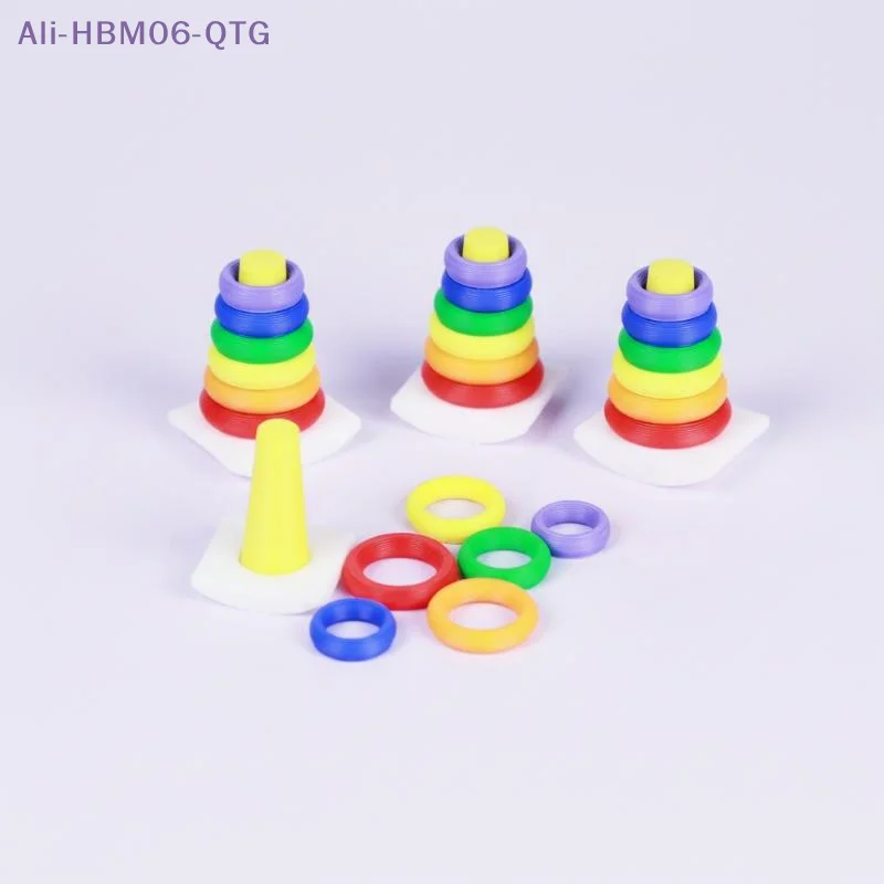 Hot！2 Sets Dollhouse Early Learning Rainbow Stacking Toys Puzzle Development Intelligence Rainbow Tower Baby Toy Gift Stack Ring