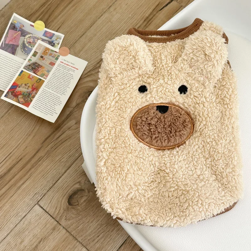 Ropa de felpa cálida para perros, abrigo de oso, suéter para mascotas, ropa para perros lindos, ropa de Schnauzer de peluche, chaqueta para