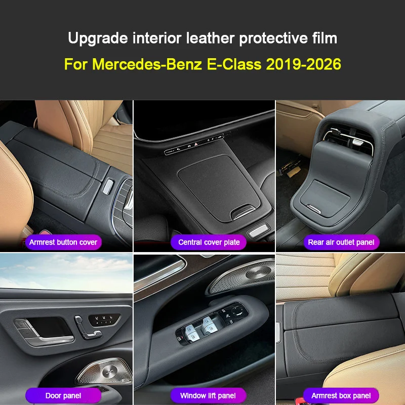 

Original Car Color Leather Overlays Interior Trim Cover for Mercedes Benz E Class W214 2024 2025 2026 Armrest, Rear Air Outlet