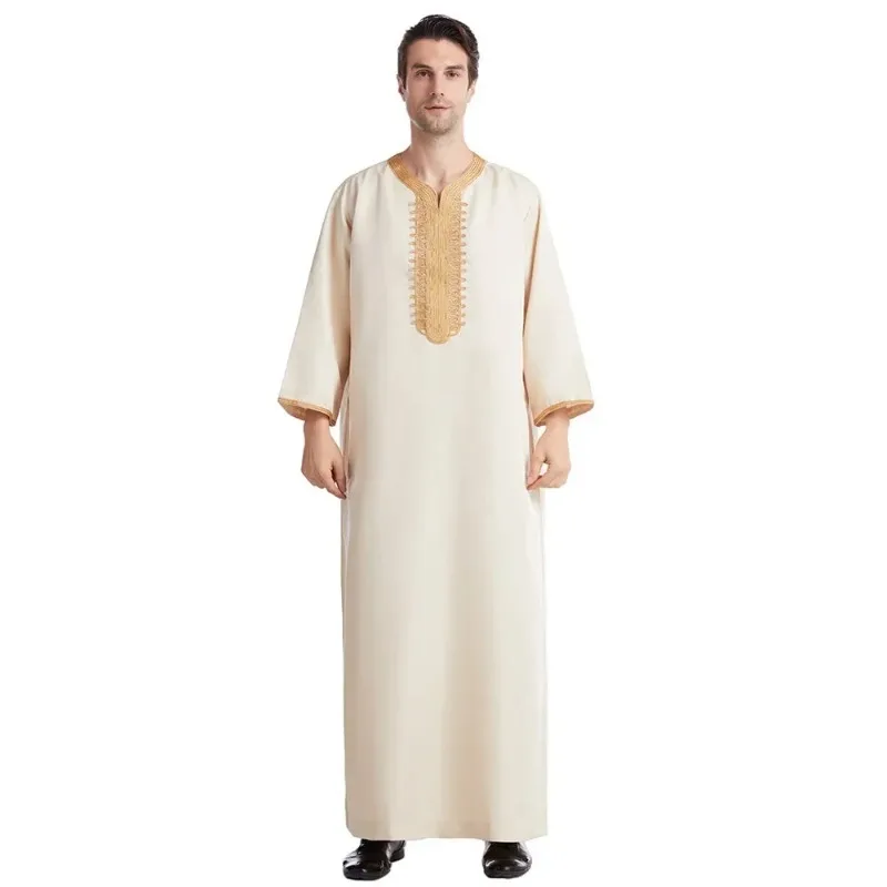 Hombres musulmanes de Oriente Medio Jubba Thobe Arabia Saudita Thoub vestido islámico de oración de Ramadán Dubai Turquía Kaftan Djellaba Dishdasha bata