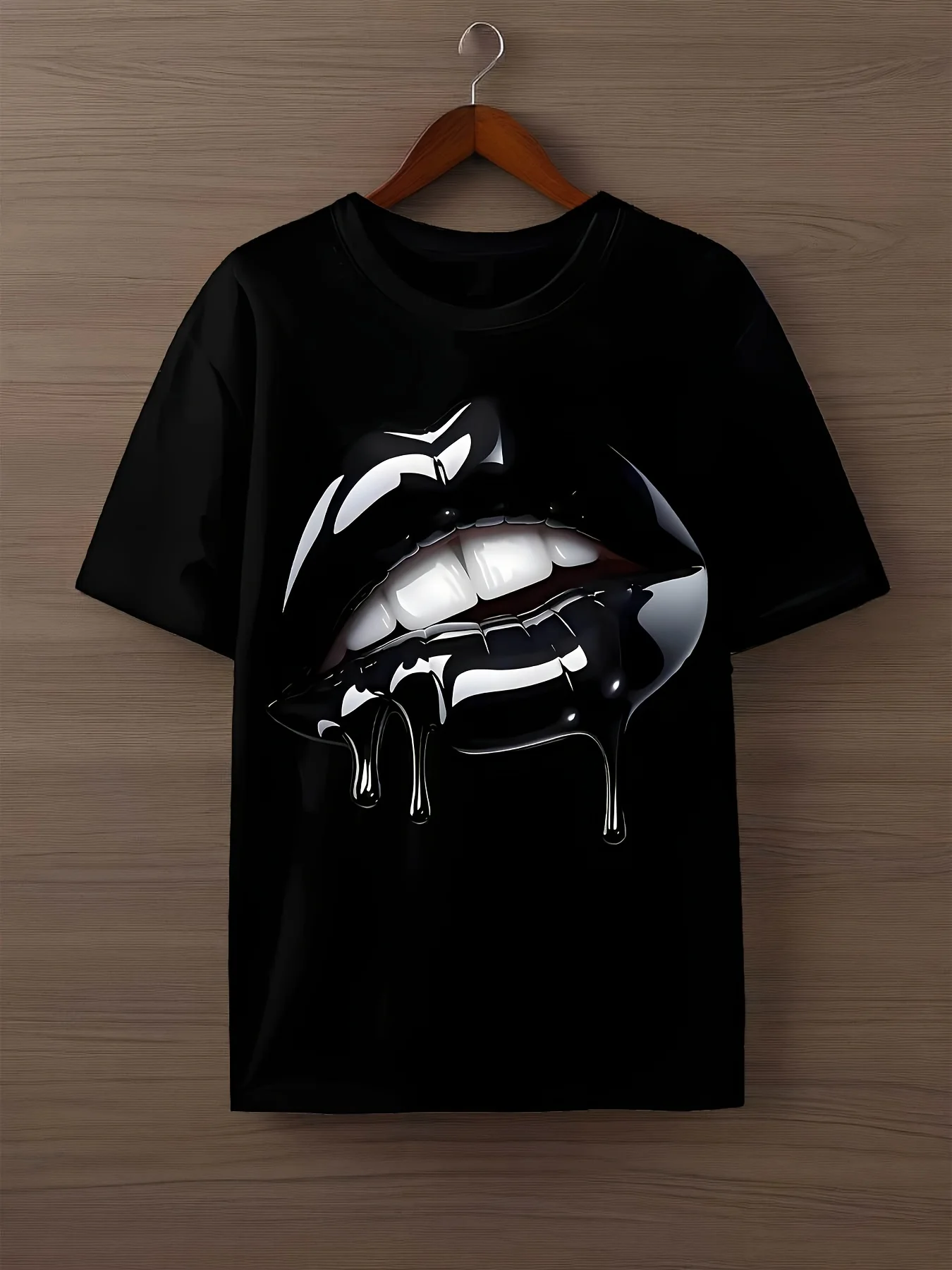 T-Shirt à manches courtes imprimé à lèvres, grande taille, pur, décontracté, respirant, très adapté à un usage quotidien