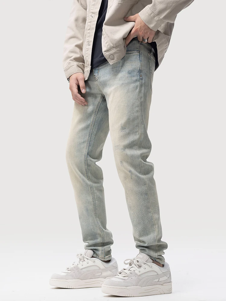 

Американские джинсовые джинсы в стиле ретро, мужские модные брендовые облегающие прямые джинсы с завышенной талией, весна-осень, модель 2025 года, новые молодежные хлопковые джинсы