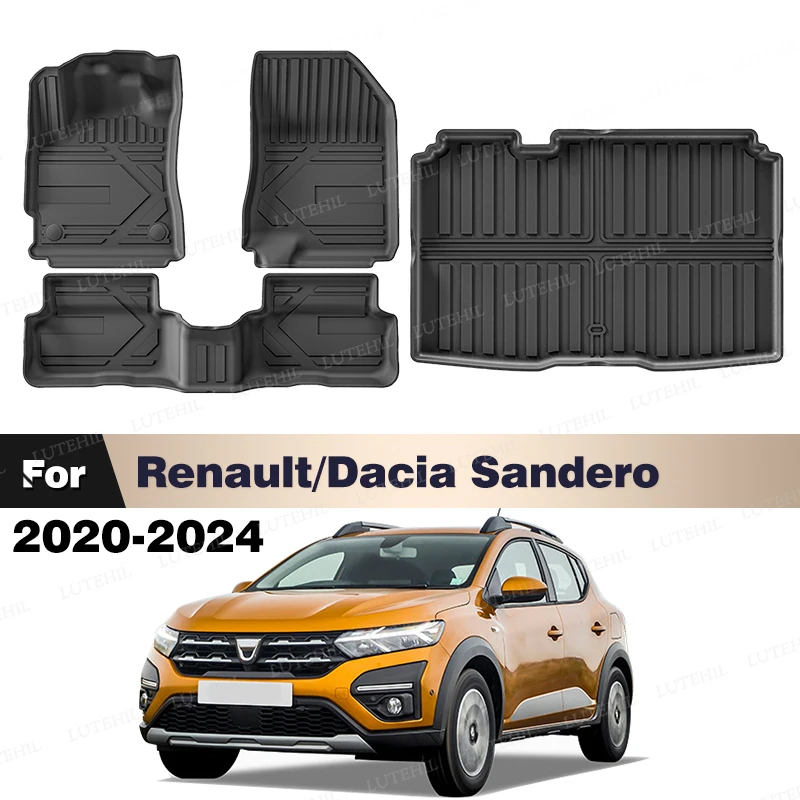 

LUTEHIL For Renault/Dacia Sandero 2020-2024 2023Custom All-Weather TPE Floor Mat Trunk Mat Carpet Cover Auto Interior Accessorie