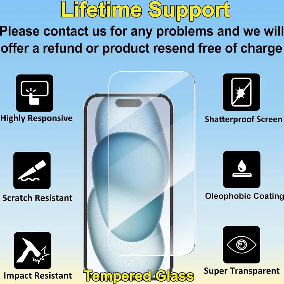 Película de Vidrio para iPhone 18 17 16 15 Pro Max Protector de Pantalla para iPhone 11 12 13 14 15 Pro Vidrio Templado iPhone13 Mini 16 Plus 3
