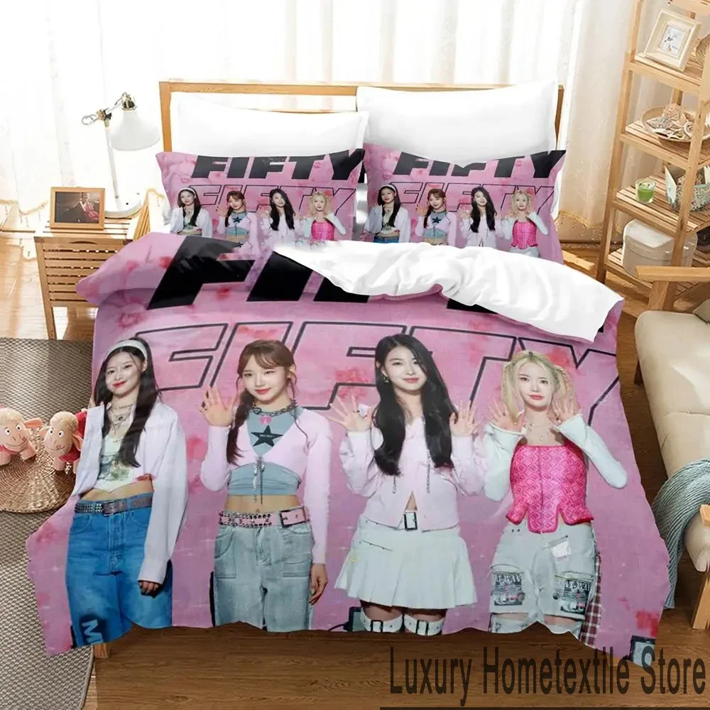 KPOP FIFTY FIFTY Merch Cupid Album Bedding Set Boys Girls Twin Queen King Size Duvet Cover Pillowcase Bed boys Adult