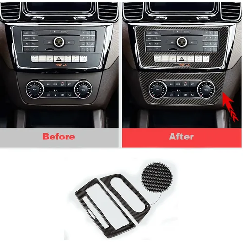 Imagen 2 del producto Cubierta de Panel de CD para consola central de coche, embellecedor de fibra de carbono negro, para mercedes-benz GLE W166 2015 2016 2017 2018 2019