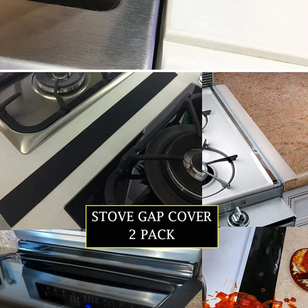 Stove Counter Cover Silicone Cooktop Crack Sealed Strip Heat Resistant Kitchen Stovetop Protector, Black, 1Pc, 25inch