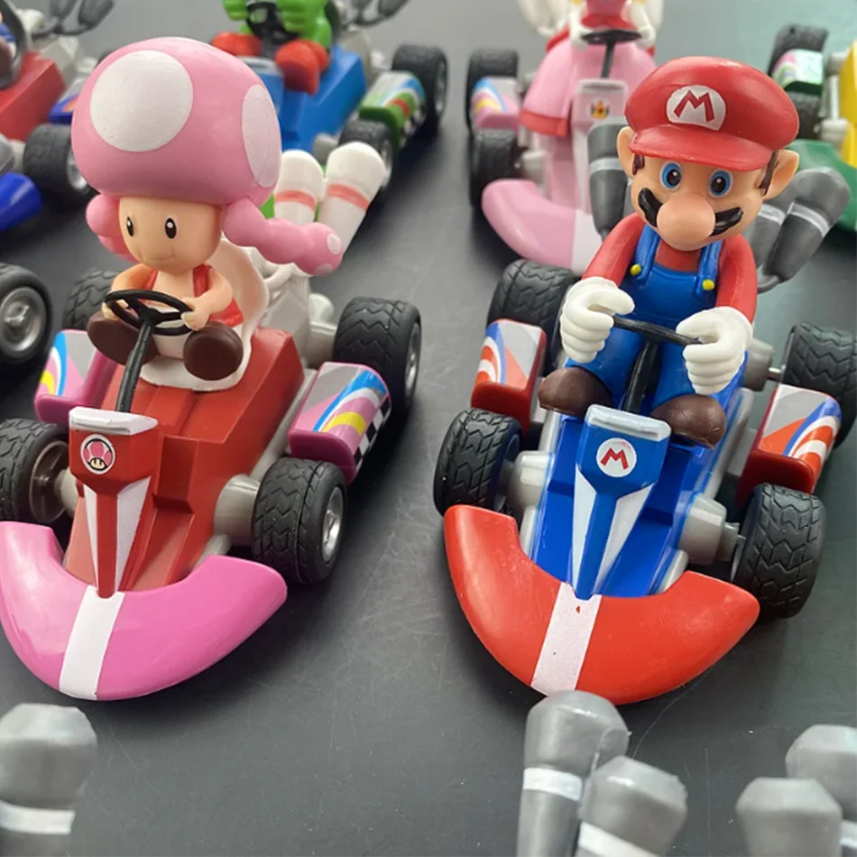

Фигурка Марио из Mario Kart, машинка Марио, мультяшная фигурка, милая модель из ПВХ, украшение для рабочего стола, игрушки, праздничные подарки