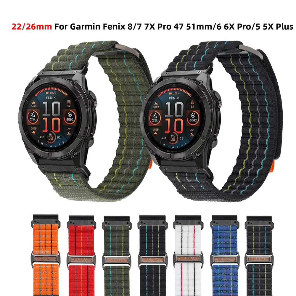 

Quickfit 26mm 22mm Nylon Strap For Garmin Fenix 8 E 7 7X Pro 47mm 51mm 6 6X Pro 5 5X Plus Enduro 3 2 Epix Pro Wristband Bracelet