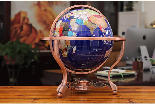 35cm LARGE-High grade TOP business ART- home office School best Decoration handmade 3D Crystal Gemstone Globe tellurion statue