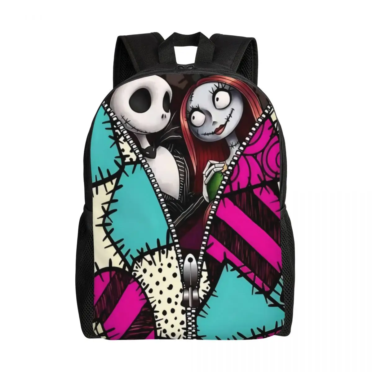 Custom Halloween Jack Skellington Cartoon Backpack for Men Women School College Students Bookbag Fits 15 Inch Laptop Bags