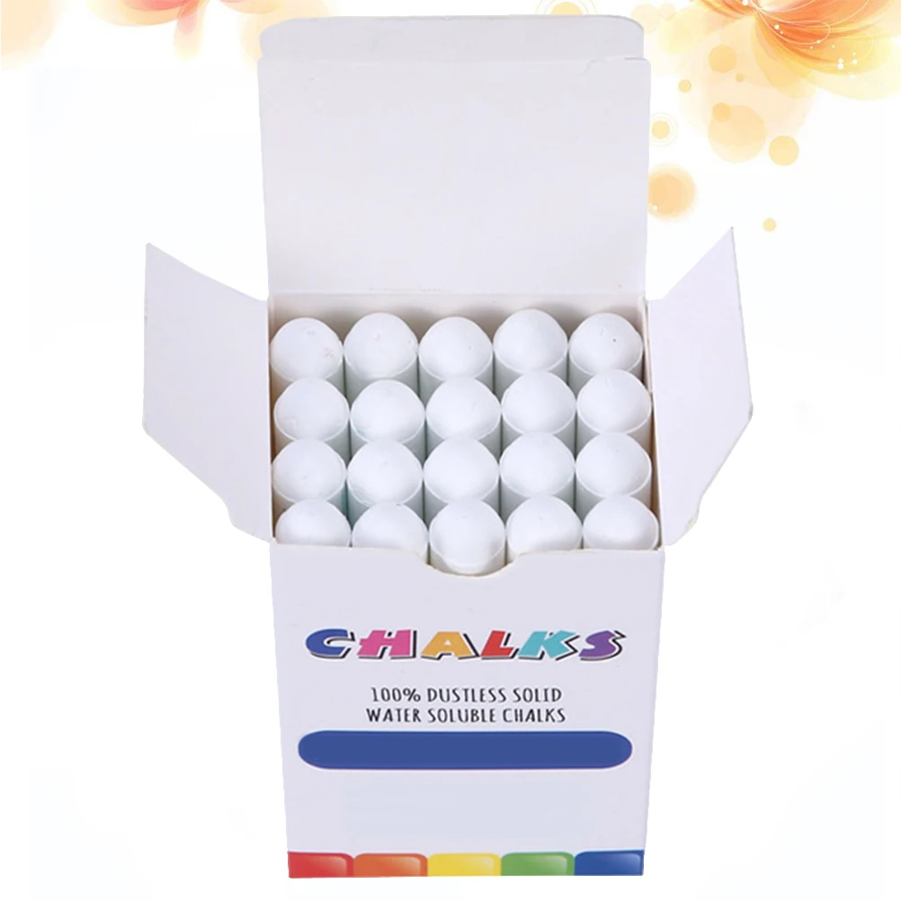 20 قطعة طباشير قابلة للغسل بدون غبار صديقة للبيئة بيضاء قابلة للذوبان في الماء مناسبة للأطفال ملعب السبورة سهلة المسح