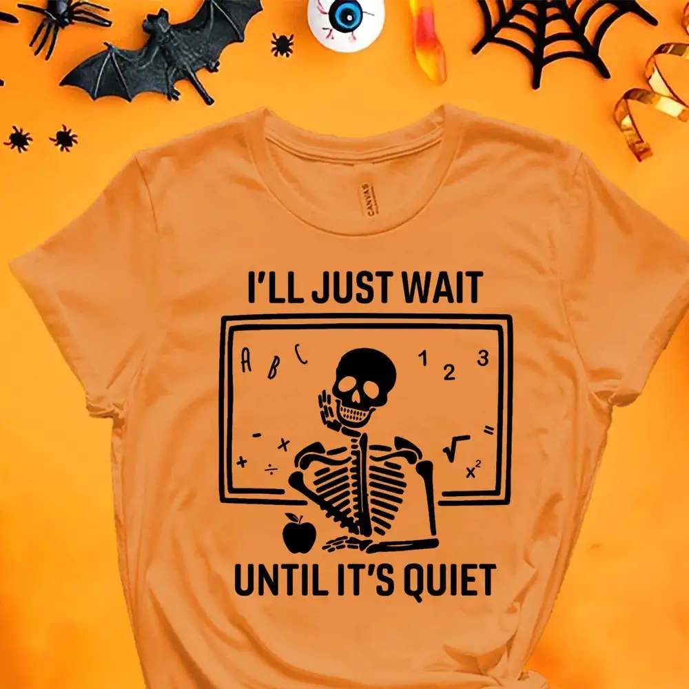 I'Ll Just Wait T Shirt Halloween Skeleton Horror Pumpkin Math