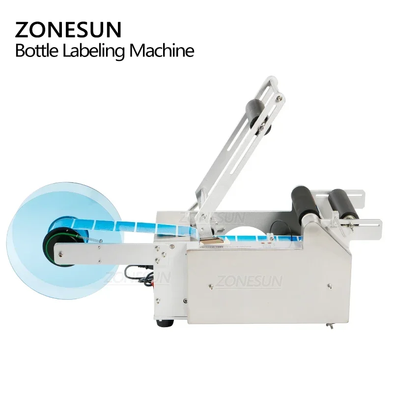 ZONESUN-máquina etiquetadora de botellas de PET, semiautomática, redonda, LT-50, dispensador de etiquetas, maquinaria