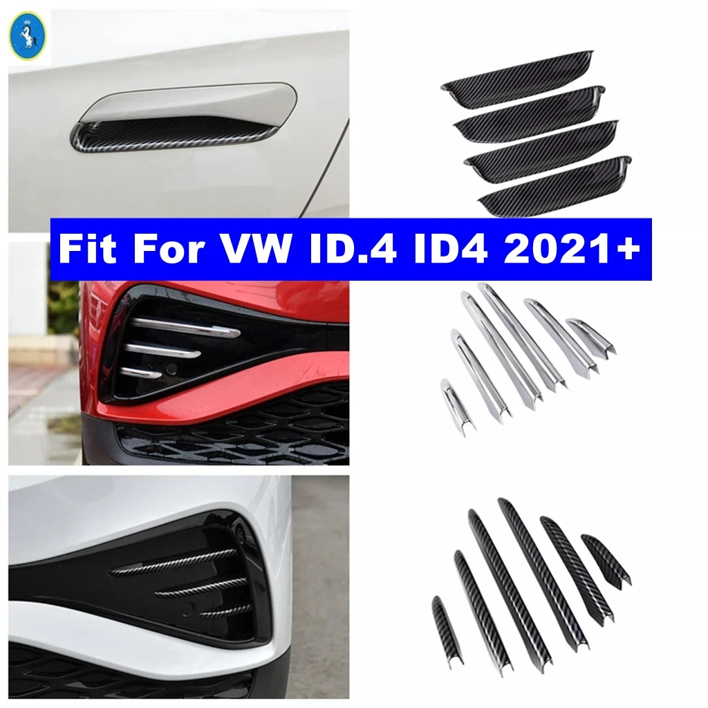 

Auto Carbon Fiber Front Fog Lights Eyelid Eyebrow / Door Handle Bowl Cover Trim For VW ID.4 ID4 2021 - 2024 Exterior Accessories