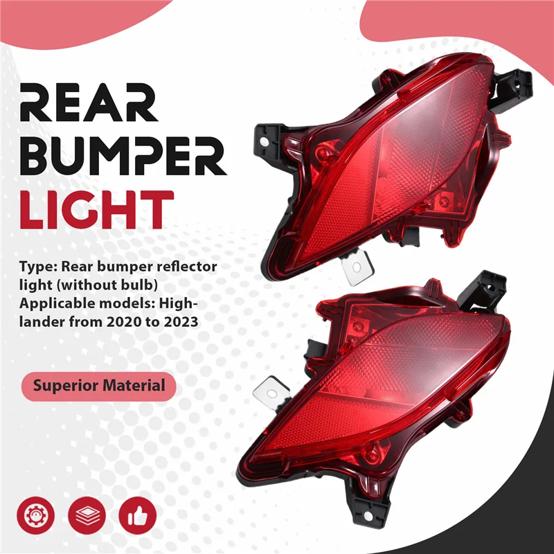 

ABXN-Rear Bumper Brake Light Reflector Lamps For Toyota Highlander 2020-2023 81480-0E060 81490-0E060
