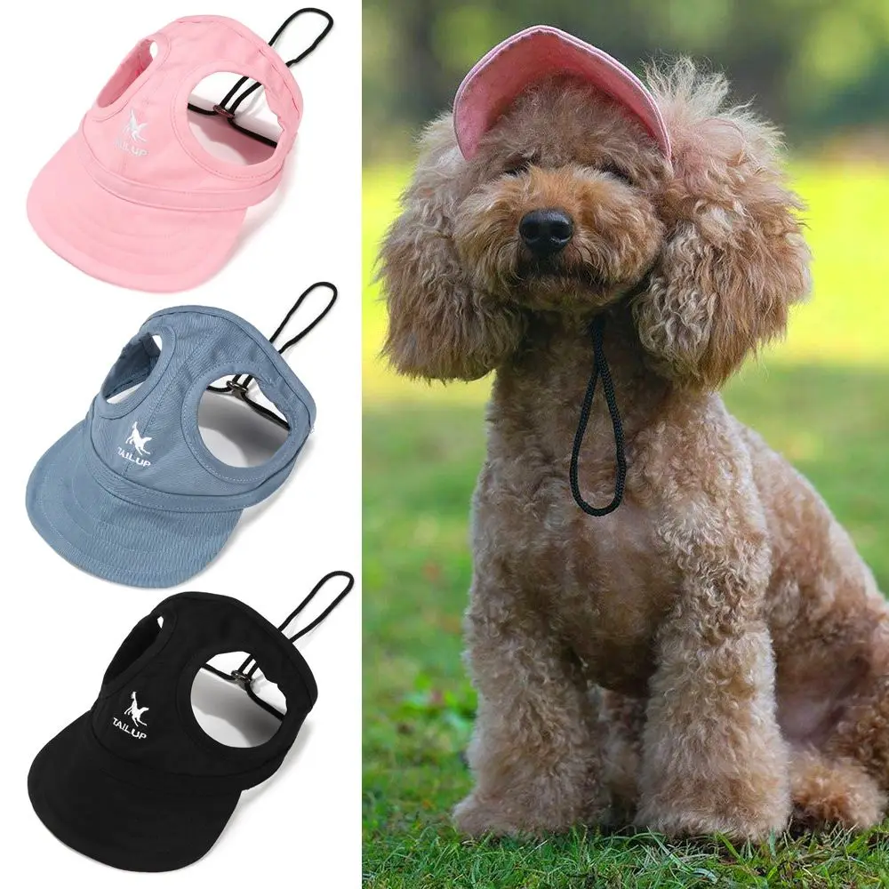 Pet Baseball Hat Outdoor Cat Dog Adjustable Visor Hat Summer Pet Travel Sports Sun Cap With Ear Holes