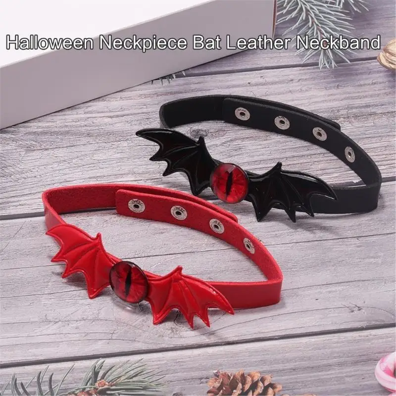 652f Halloween Evil Bat Wing Choker Neckband Verstelbare Gotic Collar Bat Leather Choker ketting voor Girl Cosplay -feesten