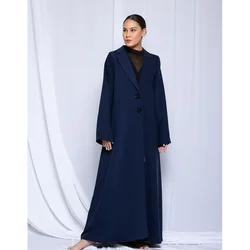 Lady Abaya Chic Navy Blue Single Breasted Women's Blazer One Piece Lapel Loose Casual Daily Female Jacket