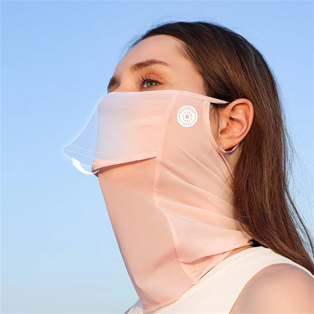 Outdoor Sunscreen Mask Fishing Riding Lightweight Breathable Uv Sun Protector Sunshade Ice Silk Face Mask Cold Feeling Ear Scarf