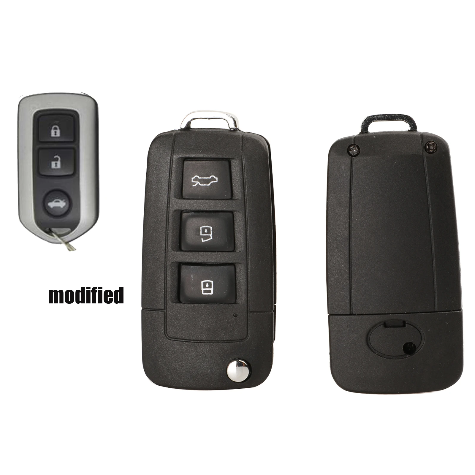 Jingyuqin Modified Flip Remote Car Key Shell TOY43 For Toyota Camry Prado Highlander Yaris Vios 3 Buttons Folding Key Fob