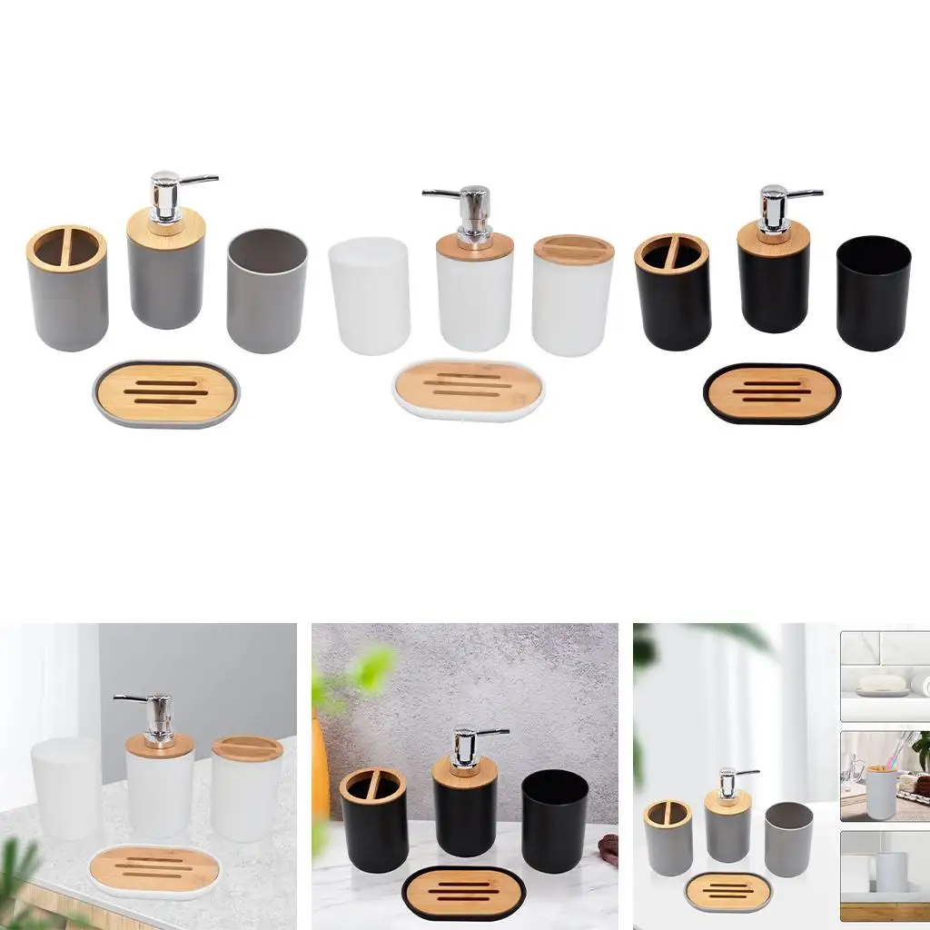Bathroom Accessories Set and Wood Essential Set for Decoration