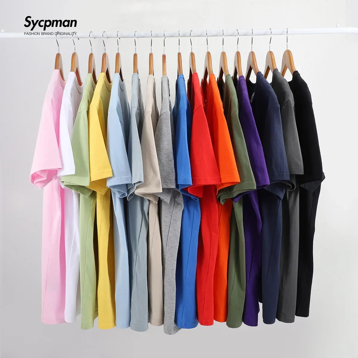 Sycpman 180grams 6.35oz Cotton Solid Tshirts Mens Short Sleeve Clothing Tees Woman Customized Products Summer OEM ODM