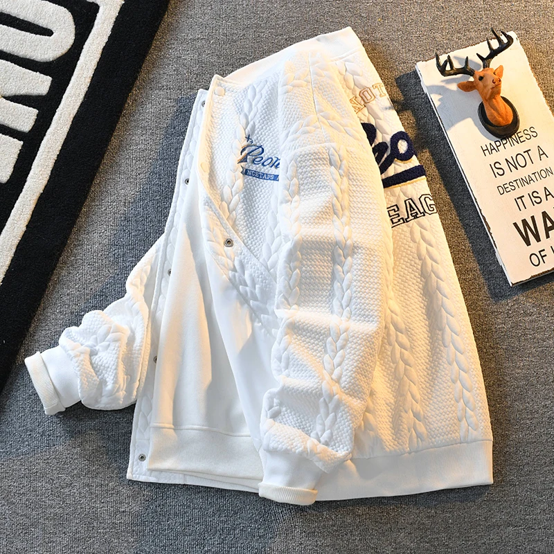 American Retro Baseball Jacket Men's Spring Autumn Casual Handsome Pilot Jacket Loose Fit Flannel No Brand Youth Fashion
