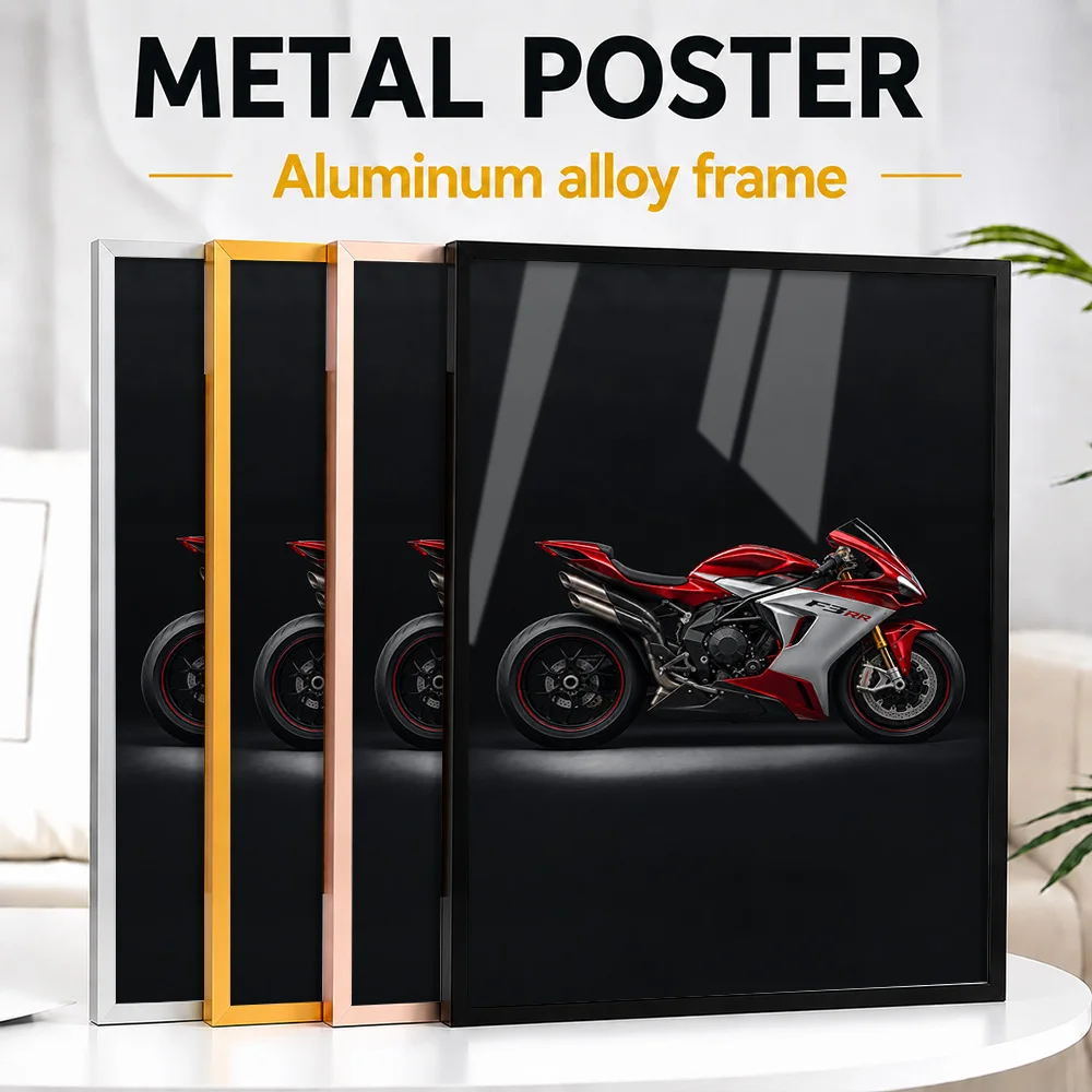 Italian F3 RR Pearl Shock Red And Ago Silver Motorcycle Framed Metal Poster Personalized Track Performance Wall Art For Workshop