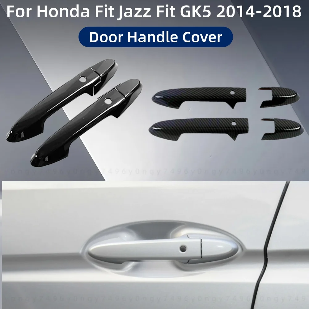 

Carbon Car Upgrade Accessorie Plated Exterior Door Handle Cover Trim Paste Style For 2 Door Honda Fit Jazz Fit GK5 2014-2018