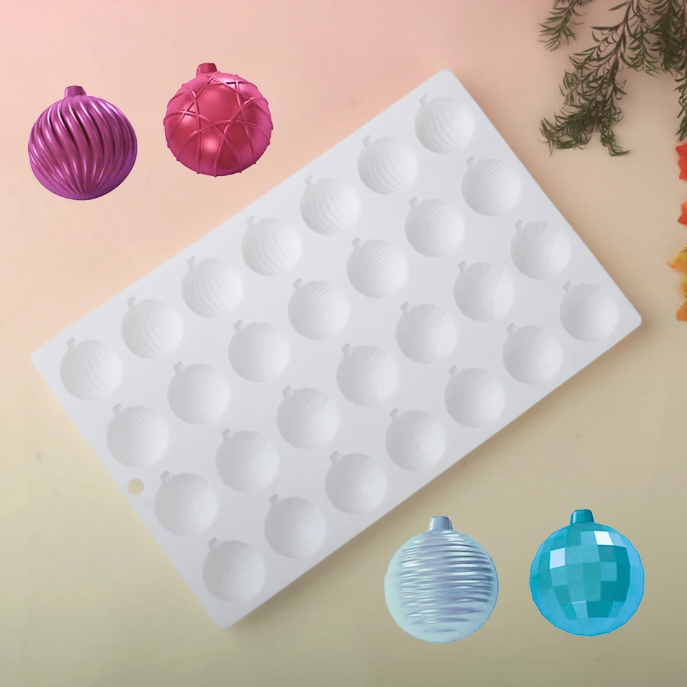 28 Cell Christmas Mini Decorative Ball Mold Silicone Chocolate Mould Cake Mold Candy Tools Dessert Kitchen Baking Supplies