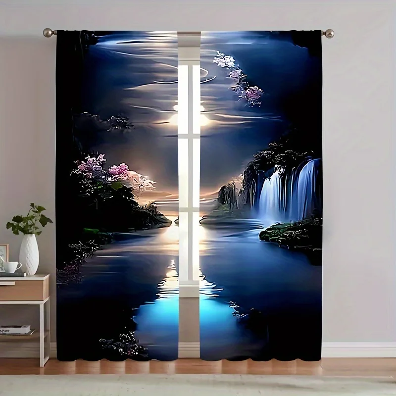 2-Panel Set, Elegant Floral Print Blackout Curtains - 41.3