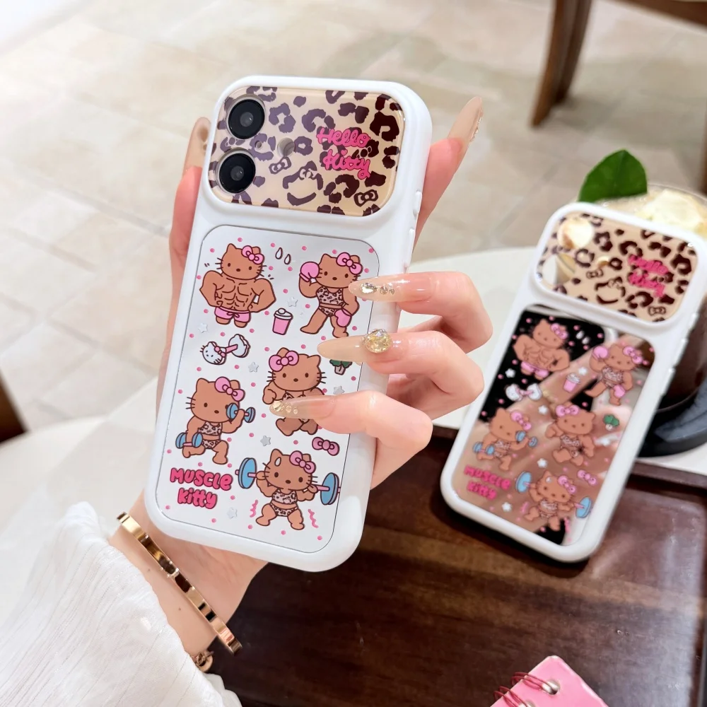 

Luxury Leopard Print Hello Kitty Hot Sale Phone Case For iPhone 17 Pro Max 17 15 Pro 16 Pro Max Shockproof Protective Cute Cover