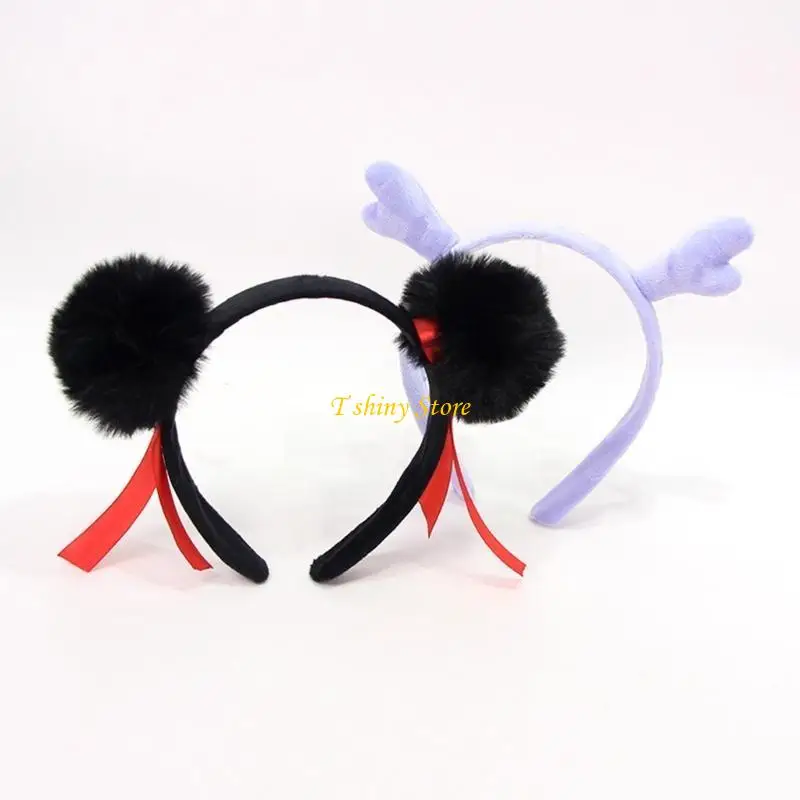 N58F Nezha Pałąk nagłówka Furry Plush Buns Hryzur