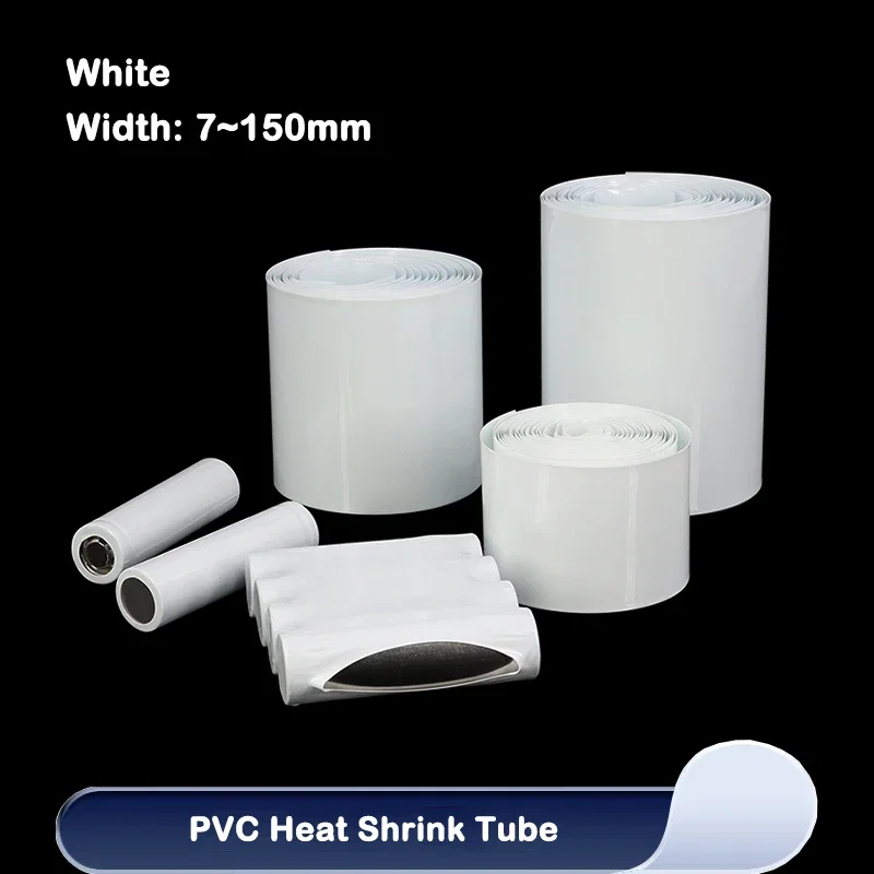 

7mm ~ 150mm White 18650 Lipo Battery PVC Heat Shrink Tube Pack 1M~20M Insulated Film Wrap Lithium Case Protection Cable Sleeve