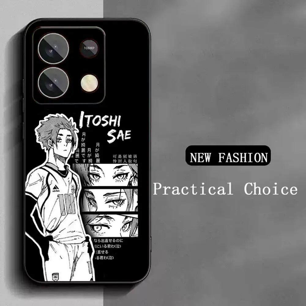 Sae itoshi cool anime man pattern Phone Case For Redmi Note 14 13 12 11 Pro Plus S 5G 14C A3 Soft Black Phone Cover view 6