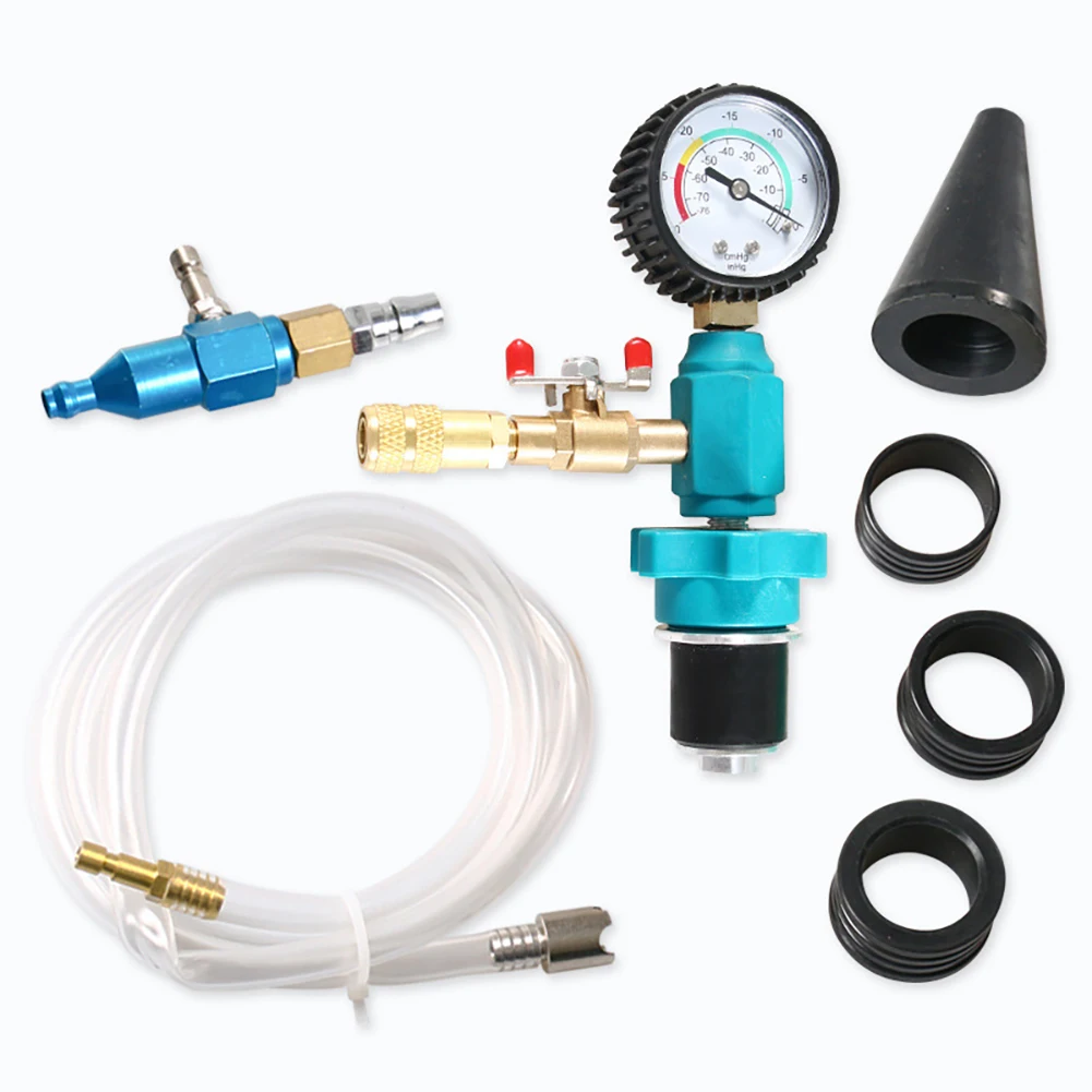 Car Antifreeze Replacement Tool Filler With Vacuum Gauge Water Tank Radiator Coolant Refill Tool With Adapter Hoses